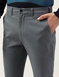 Slim Fit Cotton Rich Solid Trousers