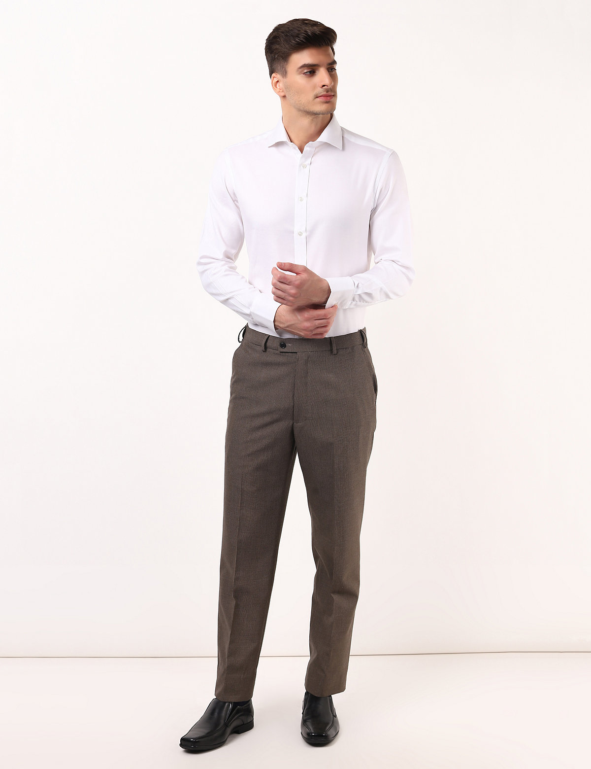 Poly Viscose Self Design Regular Fit Trouser