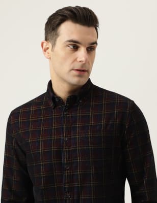 Pure Cotton Check Button Down Collar Shirt