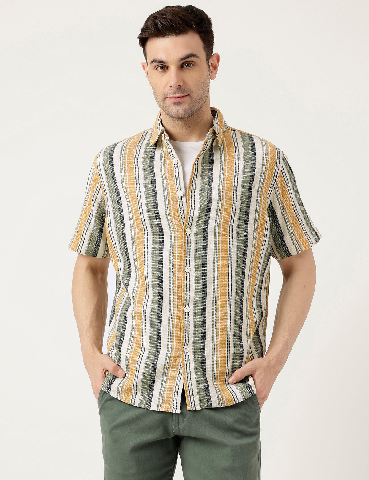 Relaxed Fit Solid Half Sleeves Shirt