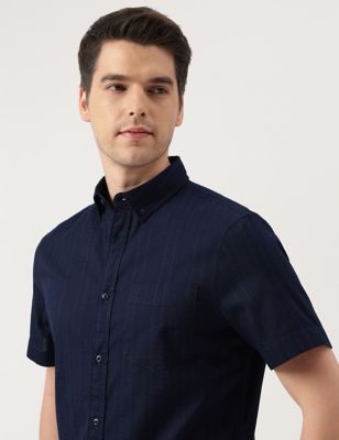 Cotton Self Design Collared Shirt