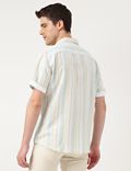 Linen Blend Striped Spread Collar Shirt