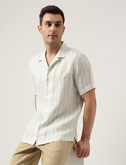 Pure Linen Regular Fit Striped Shirt