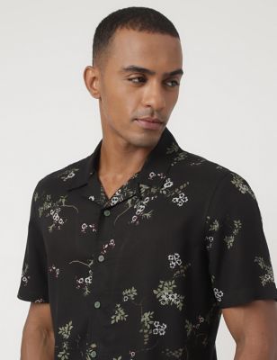 Pure Viscose Floral Cuban Collar Shirt