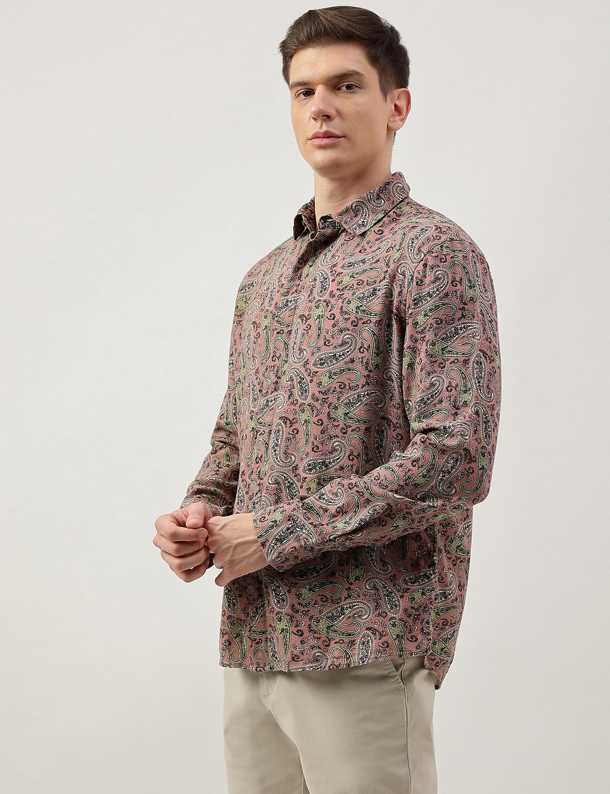 Linen-Blend Paisley Full Sleeve Shirt