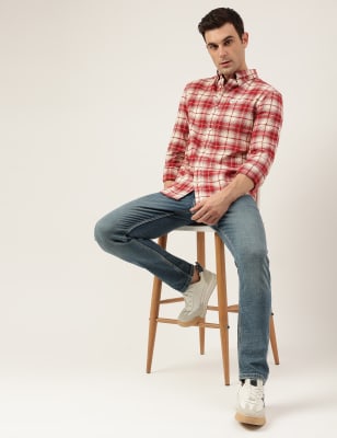 

Mens M&S Collection Int Flanellhemd aus reiner Baumwolle - Ecru, Ecru