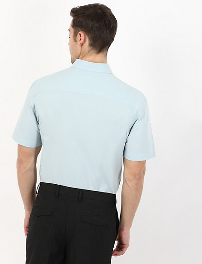 Pure Cotton Plain Button-Down Collar Shirt