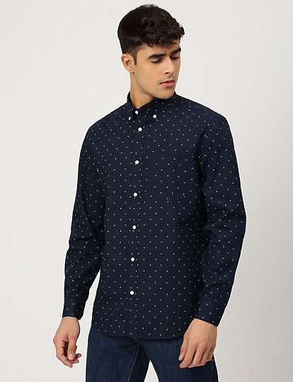 Pure Cotton Printed Buttondown Collar Shirt