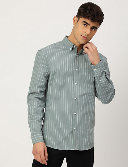 Pure Cotton Striped Buttondown Collar Shirt