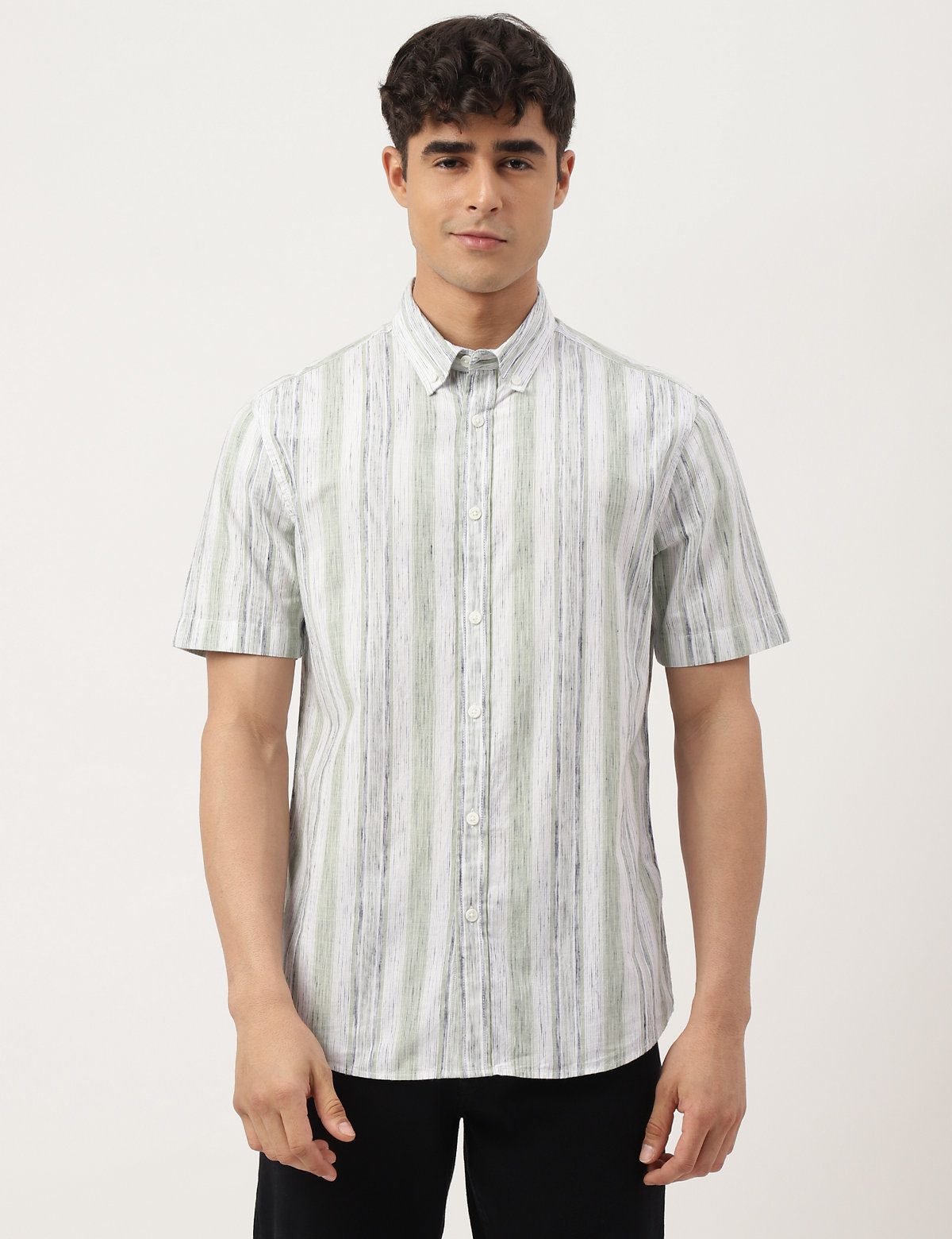 Cotton Mix Printed Buttondown Collar Shirt