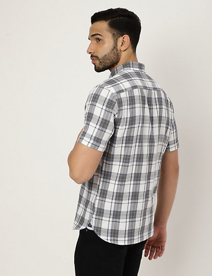 Pure Cotton Checkered Collared Shirt