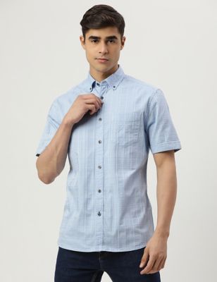 Pure Cotton Self Design Collar Shirt