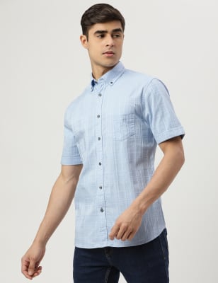 Pure Cotton Self Design Collar Shirt