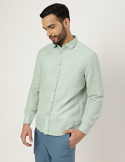 Linen Mix Plain Collared Shirt