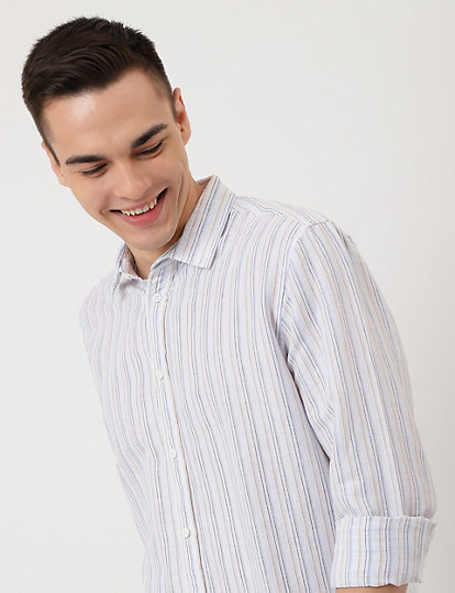 Cotton Mix Striped Classic Collar Shirt