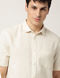 Linen Mix Plain Classic Collar Shirt