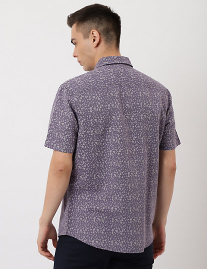 Linen Mix Printed Classic Collar Shirt