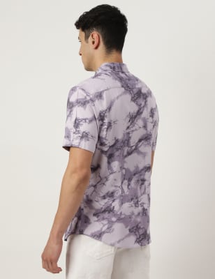 Pure Viscose Tie & Dye Spread Collar Shirt