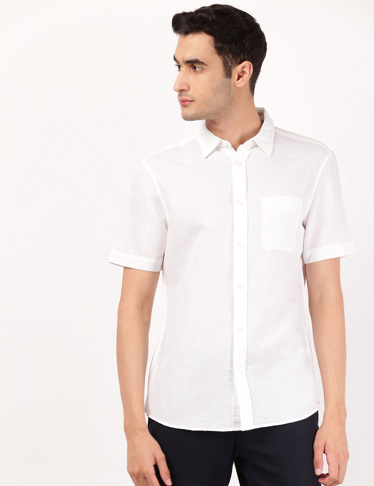 Linen Mix Classis Collar Solid Shirt
