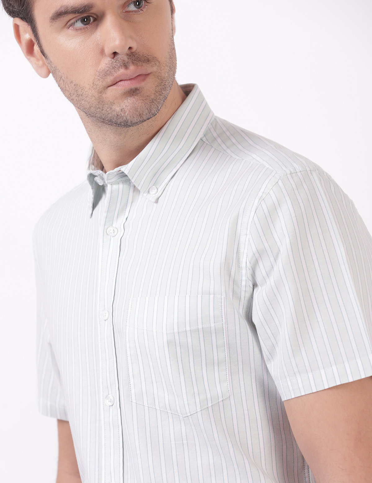 Cotton Stripes Button Down Collar Shirts