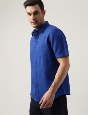 Relaxed Fit Linen Blend Solid Shirt