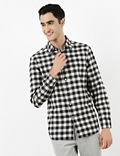 Textured Check Shirt with Long Sleeves