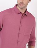 Linen Mix Plain Spread Collar Shirts