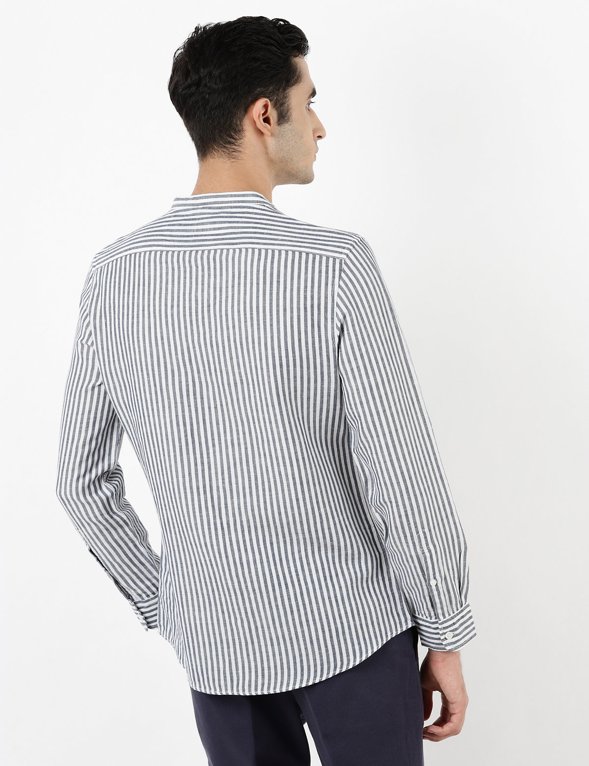 Linen Mix Vertical Striper Shirt