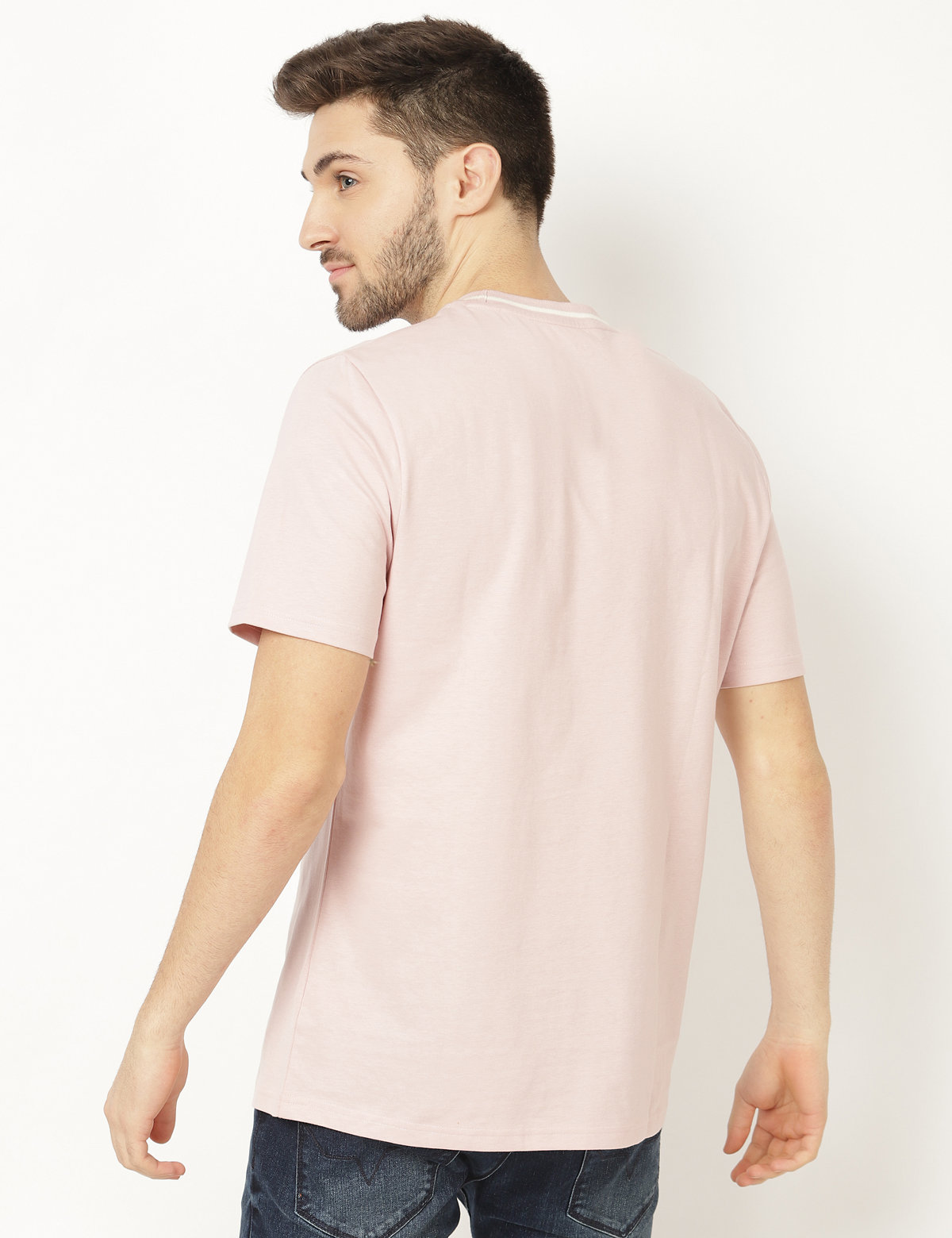 Pure Cotton Self Design Round Neck T-Shirt