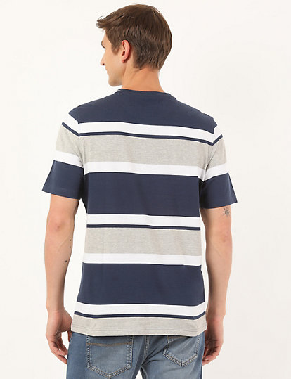 Cotton Mix Colorblock Round Neck T-Shirt