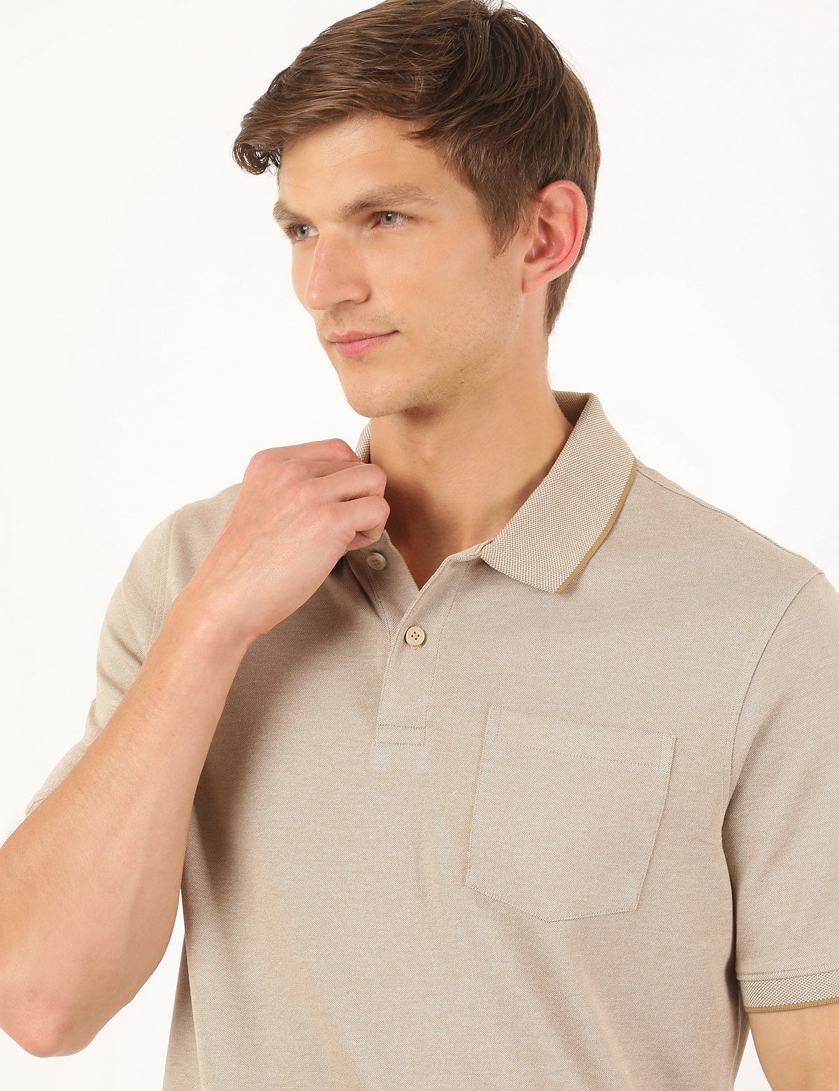Modal Mix Plain Collar Neck T-Shirt