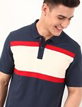 Pure Cotton Colorblock Collar Neck T-Shirt