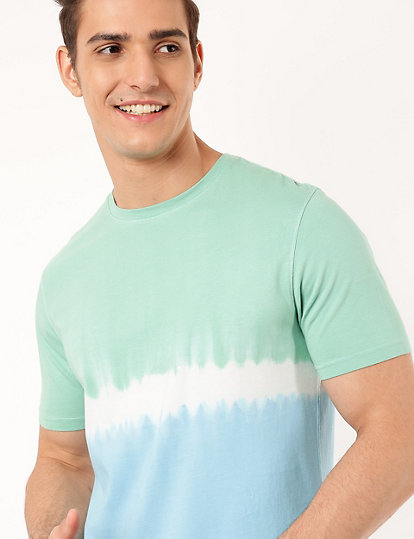 Pure Cotton Ombre Round Neck T-Shirt