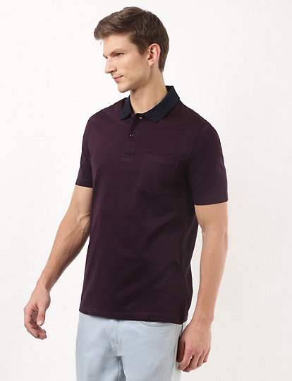 Pure Cotton Printed Polo Collar T-Shirt