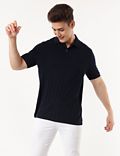 Pure Cotton Self Design Polo Collar T-shirt