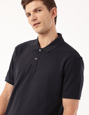Pure Cotton Plain Polo Collar T-shirt