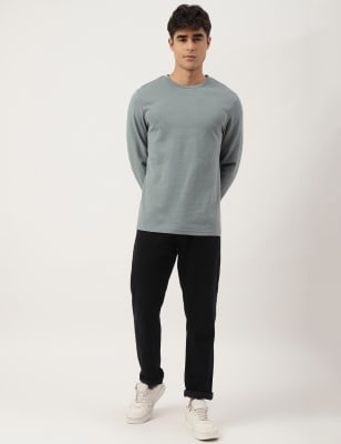 Cotton Mix Ribbed Crew Neck Tshirt