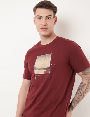 Pure Cotton Printed Crew Neck T-shirt