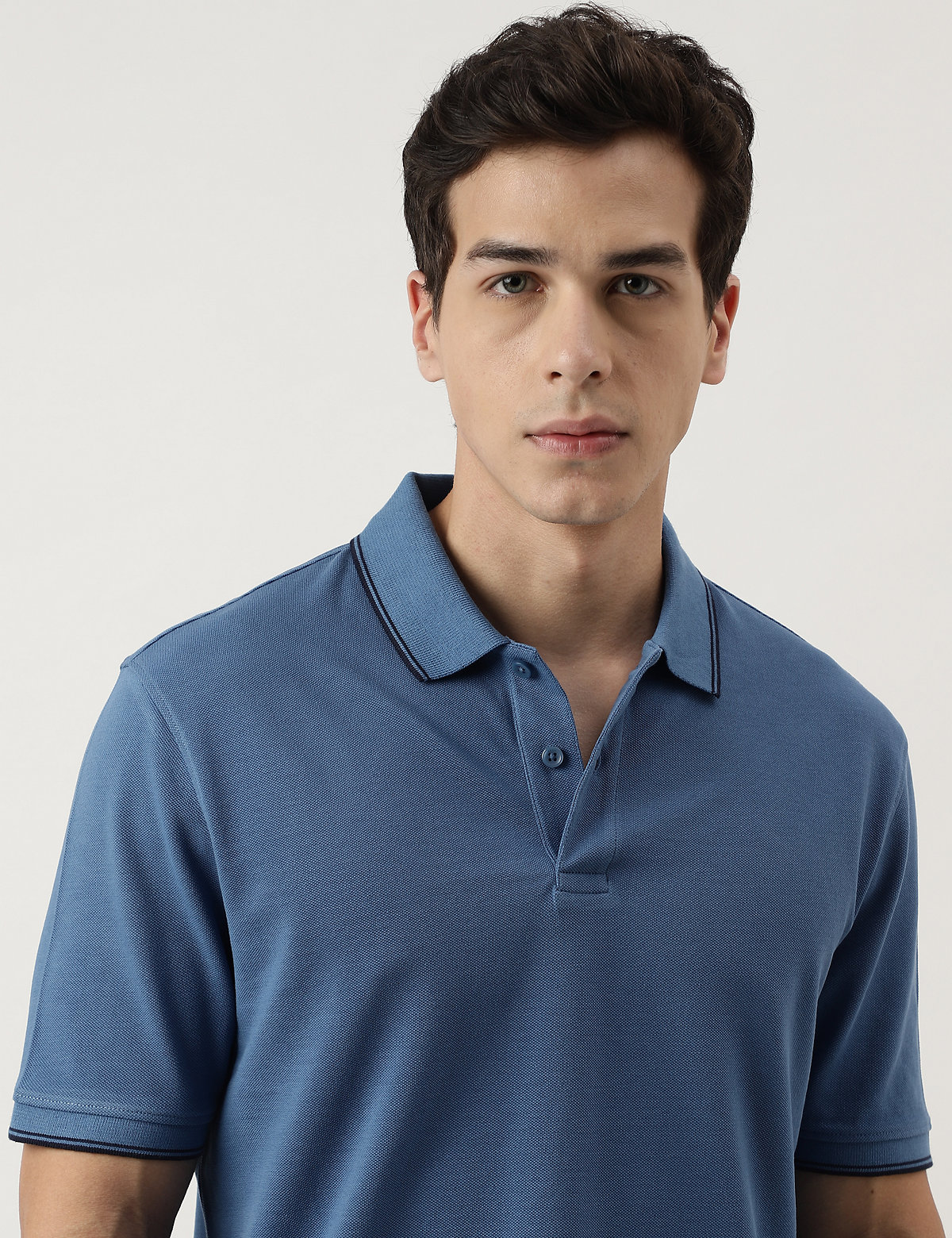 Cotton Striped Spread Collar Polo T-Shirt
