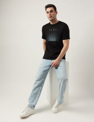 Pure Cotton Round Neck Printed T-Shirt