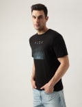 Pure Cotton Round Neck Printed T-Shirt