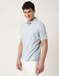 Pure Cotton Textured Polo Neck T-Shirt