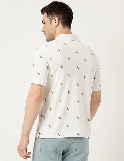 Pure Cotton Polo Neck  Printed T-Shirt