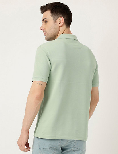 Pure Cotton Polo Neck Solid T-Shirt