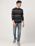 Pure Cotton Stripes Crew Neck Jumpers