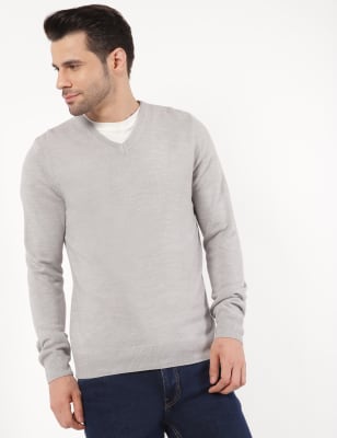 

Mens M&S Collection Cashmilon Vee - Light Grey, Light Grey