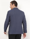 Poly Mix Plain Lapel Collar Blazer