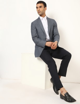 

Mens M&S Collection Blazer aus PV-Mischgewebe mit Grindle-Strukturmuster - Denim Mix, Denim Mix