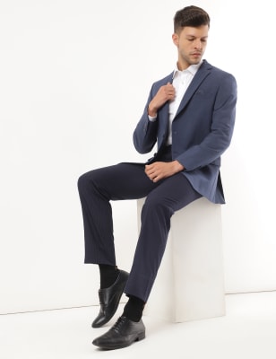 Poly Mix Plain Lapel Collar Blazer