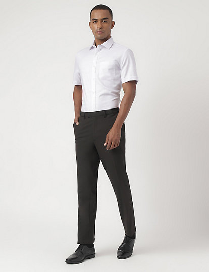 Slim-Fit Bi-Stretch Textured Trousers